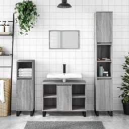Berkfield Bathroom Cabinet Grey Sonoma 80X33X60 Cm Engineered Wood - thumbnail 1