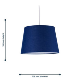 First Choice Lighting Set Of 2 Navy Blue Cotton 23Cm Tapered Cylinder Pendant Or Lamp Shades - thumbnail 7