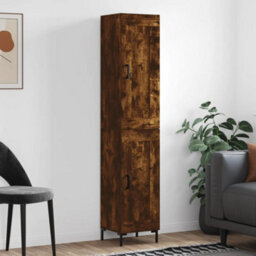 Berkfield Elegant Highboard Smoked Oak 34.5X34X180 Cm Engineered Wood - thumbnail 2