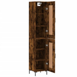 Berkfield Elegant Highboard Smoked Oak 34.5X34X180 Cm Engineered Wood - thumbnail 4