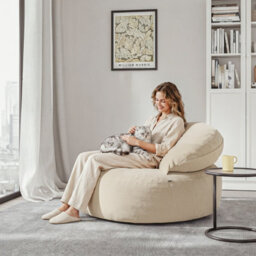 Sobuy Armchair With Footstool 49.2X43.3X25.6 Inch Load Capacity 113 Kg Fst100-Mi - Cream White - thumbnail 8