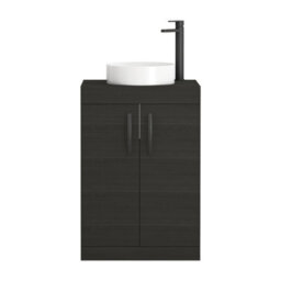 Royal Bathrooms Turin 500mm Freestanding Bathroom Vanity Unit With Sink 2 Door Hale Black & Art Countertop Basin - thumbnail 5