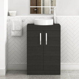 Royal Bathrooms Turin 500mm Freestanding Bathroom Vanity Unit With Sink 2 Door Hale Black & Art Countertop Basin - thumbnail 1