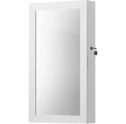 Songmics Wall Jewelry Mirror Cabinet, Secured Storage Solution With Reflective Door Design, White With Black Interior - thumbnail 6
