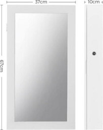 Songmics Wall Jewelry Mirror Cabinet, Secured Storage Solution With Reflective Door Design, White With Black Interior - thumbnail 2