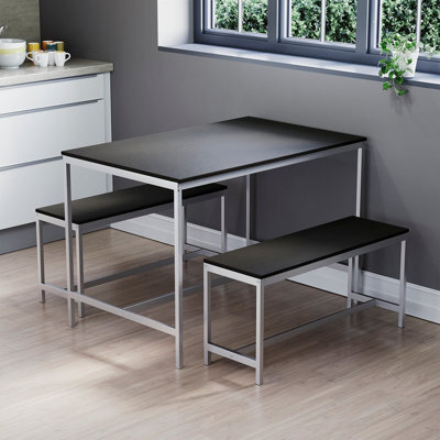 Lassic Vida Designs Roslyn 4 Seater Dining Table With Bench Set, Black - image 1