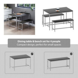Lassic Vida Designs Roslyn 4 Seater Dining Table With Bench Set, Black - thumbnail 7