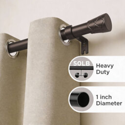 Oxford Homeware Satin Black Nickel Effect Extendable Curtain Pole With Metal Cylinder Finials, (L)1600mm-3000mm (Dia) 28mm - thumbnail 7