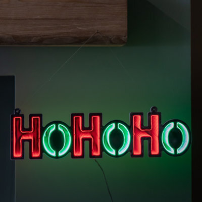 Samuel Alexander 40Cm Light Up Hanging Ho Ho Ho Christmas Infinity Mirror Sign With Red And Green Leds - image 1