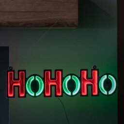 Samuel Alexander 40Cm Light Up Hanging Ho Ho Ho Christmas Infinity Mirror Sign With Red And Green Leds - thumbnail 1
