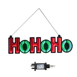 Samuel Alexander 40Cm Light Up Hanging Ho Ho Ho Christmas Infinity Mirror Sign With Red And Green Leds - thumbnail 8