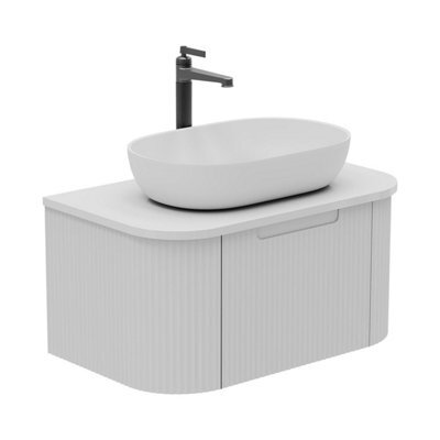 Plum&clay Solara Fluted White Wall Hung Drawer Vanity Unit With White Worktop (W)750mm - image 1