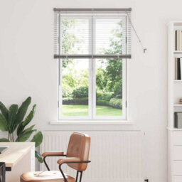 Berkfield Window Blind With Curtains Manual Silver Aluminium - thumbnail 1