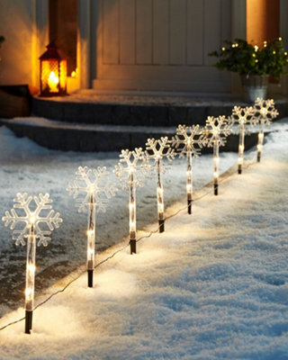 Groundlevel Set Of 8 Garden Led Snowflake Lights - image 1