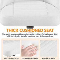 Office Chair Armless Computer Chair Faux Leather Mid Back Rolling Chair White - thumbnail 6