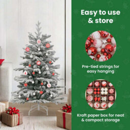 Vidaxl Christmas Bauble Set 40 Pcs Red And White Plastic - thumbnail 9
