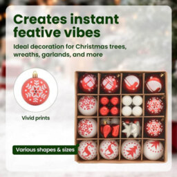 Vidaxl Christmas Bauble Set 40 Pcs Red And White Plastic - thumbnail 8