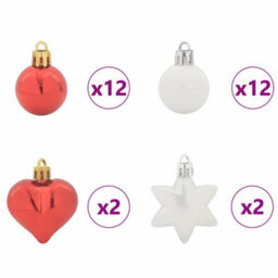 Vidaxl Christmas Bauble Set 40 Pcs Red And White Plastic - thumbnail 5