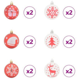 Vidaxl Christmas Bauble Set 40 Pcs Red And White Plastic - thumbnail 4