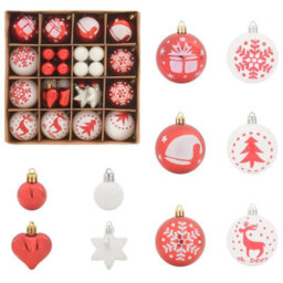 Vidaxl Christmas Bauble Set 40 Pcs Red And White Plastic - thumbnail 2
