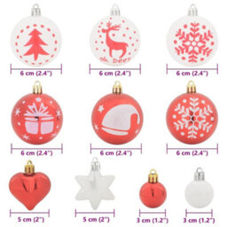 Vidaxl Christmas Bauble Set 40 Pcs Red And White Plastic - thumbnail 7