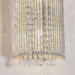Modern Indoor Curved Wall Light Chrome Bar Cage & K9 Crystal Shade Bedside Lamp - thumbnail 4