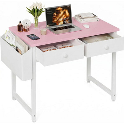 Small Computer Desk With 2 Fabric Drawers, 80 X 40 Cm Home Office Desk - image 1