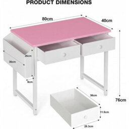 Small Computer Desk With 2 Fabric Drawers, 80 X 40 Cm Home Office Desk - thumbnail 2