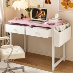 Small Computer Desk With 2 Fabric Drawers, 80 X 40 Cm Home Office Desk - thumbnail 3