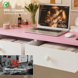 Small Computer Desk With 2 Fabric Drawers, 80 X 40 Cm Home Office Desk - thumbnail 4