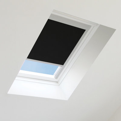 Bloc Blinds Black Blackout Blind For Velux Roof Window Size  Mk06, Silver Frames - image 1