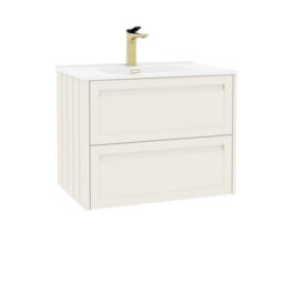 Royal Bathrooms Elmore 700mm Traditional Wall Hung 2 Drawer Cabinet Bathroom Vanity Unit With Ceramic Basin Sink - Classic White - thumbnail 6