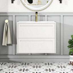 Royal Bathrooms Elmore 700mm Traditional Wall Hung 2 Drawer Cabinet Bathroom Vanity Unit With Ceramic Basin Sink - Classic White - thumbnail 3