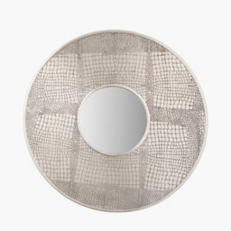 Pacific Lifestyle Antique Silver Metal Round Wall Mirror - thumbnail 2