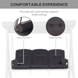 Outsunny 3 Seater Garden Swing Chair Patio Swing Bench W/ Cup Trays Black - thumbnail 6