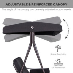 Outsunny 3 Seater Garden Swing Chair Patio Swing Bench W/ Cup Trays Black - thumbnail 4