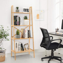 Costway 4-Tier Ladder Shelf Bamboo Bookshelf Bookcase Storage Organizer Plant Stand - thumbnail 8