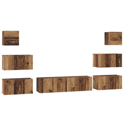 Berkfield Modern Tv Cabinet Set 8 Pcs Old Wood 60 X 30 X 30 Cm Engineered Wood