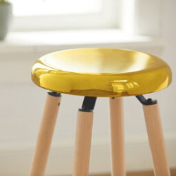 Sobuy Bar Stool With Metal Seat And Beech Wood Legs 15.4X15.4X28.7 Inch Load Capacity 150 Kg Fst89-G - Gold - thumbnail 8