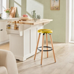 Sobuy Bar Stool With Metal Seat And Beech Wood Legs 15.4X15.4X28.7 Inch Load Capacity 150 Kg Fst89-G - Gold - thumbnail 3