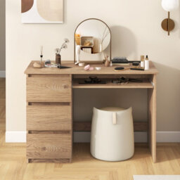 Costway Computer Desk W/ Power Outlet & Keyboard Tray 106 X 50 Cm Natural - thumbnail 6
