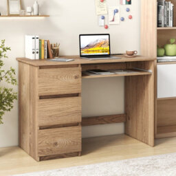 Costway Computer Desk W/ Power Outlet & Keyboard Tray 106 X 50 Cm Natural - thumbnail 5