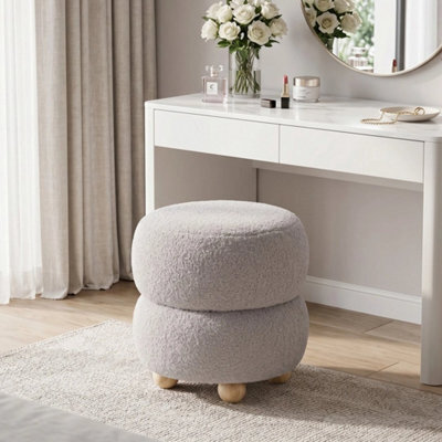 Grey Footstool Ottoman Stool Pouffe Seat Vanity Dressing Table Stool - image 1