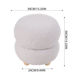 Grey Footstool Ottoman Stool Pouffe Seat Vanity Dressing Table Stool - thumbnail 2