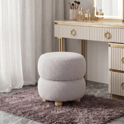 Grey Footstool Ottoman Stool Pouffe Seat Vanity Dressing Table Stool - thumbnail 5