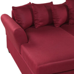 Beliani Corner Sofa 3 Seater Vikna Fabric Dark Red Right Hand - thumbnail 6