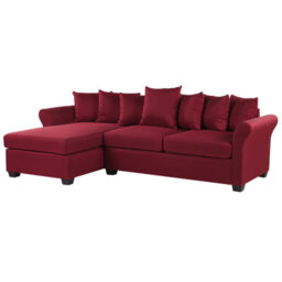 Beliani Corner Sofa 3 Seater Vikna Fabric Dark Red Right Hand - thumbnail 4