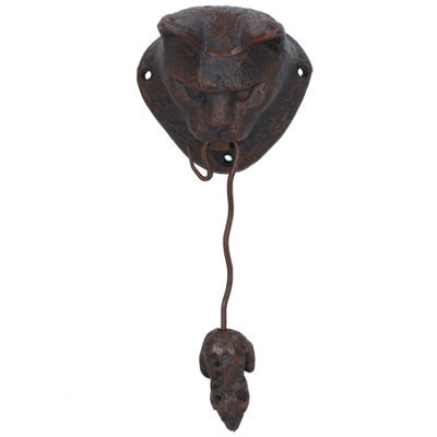 AB Tools Cat & Mouse Door Knocker Bell Ringer Cast Iron Garden Shed House Cast Iron