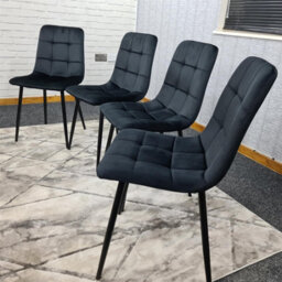Kosy Koala Dining Table And 4 Chairs With Black Bench, 4 Black Velvet Chairs Wood Dining Set Furniture - thumbnail 5