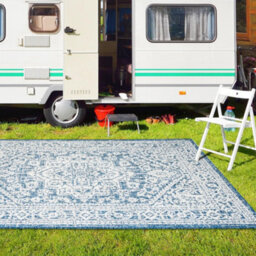 Homeart Outdoor Indoor Rug, Easy Clean, Uv Weather Resistant Rug For Patio, Gardenmedallion Blue, Cream,140X200Cm - thumbnail 3